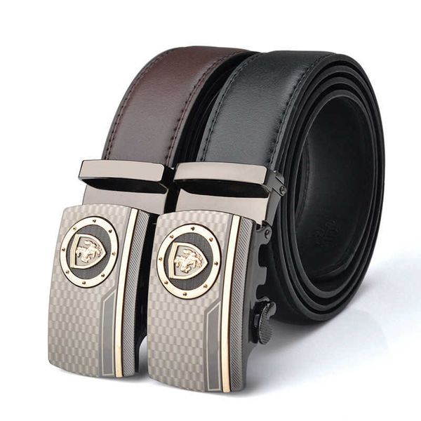 

classic vintage men leather belt fashion pony automatic buckle business cowhide belt designer brand jeans belts wholesale, Black;brown