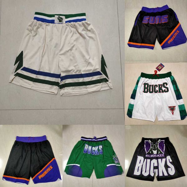 

phoenix''suns''men milwaukee''bucks''men throwback basketball shorts pocket, Black