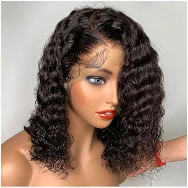 

synthetic wigs fashion wig female small front lace black curly chemical fiber long hair 221122