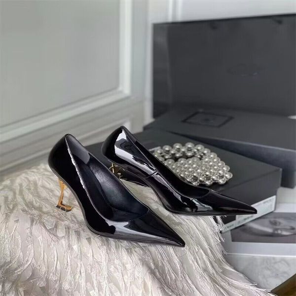

opyum pumps woman high heels luxury brand shoes wedding dress heeled black patent leather pointe toe low cut 35-43