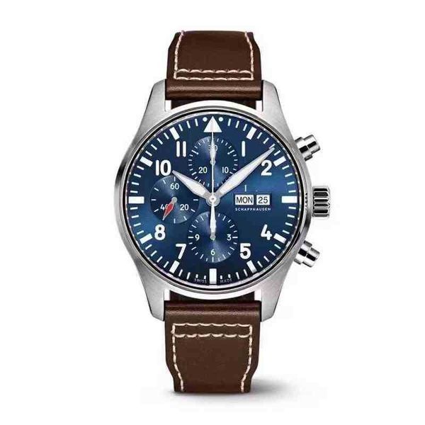 

luxury iwc pilot watch movement wristwatch 1sw5 full 6-pin complex function leisure business dial bjp9, Slivery;black