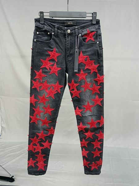

dress men's jeans european jean hombre star men embroidery patchwork ripped for trend brand motorcycle pant mens skinny, Blue