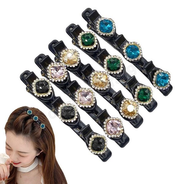 

crystal flower hair claw rhinestones braided hair clip tooth-shaped braid hairpins women fashion bangs clips barrettes, Slivery;white