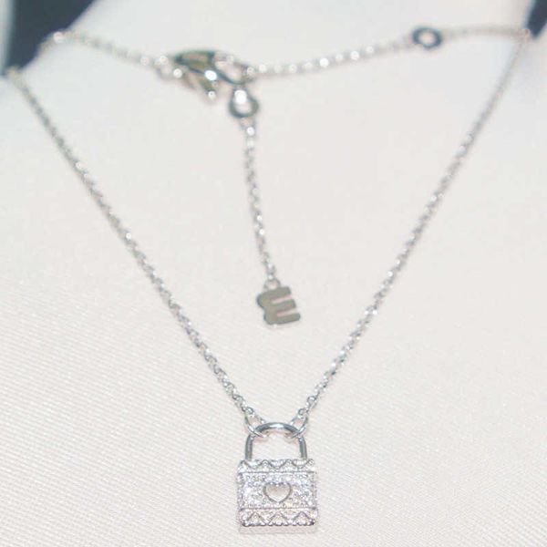 

strands strings family a s925 sterling silver necklace women's diamond heart-shaped clavicle chain simple jewelry anti allergy ins, Black