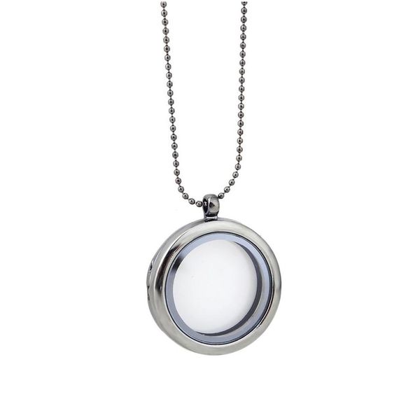 

lockets 25mm/30mm living floating memory glass locket necklace diy round pendant necklaces friendship jewelry drop delivery pendants dhbk9, Silver