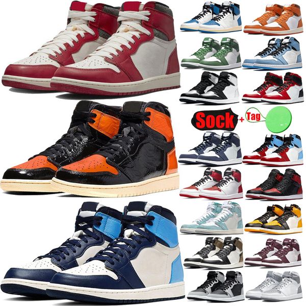 

men wome basketball shoes jumpman 1 1s hand crafted dark marina blue university electro orange pollen bred patent bubble gum mens sports sne