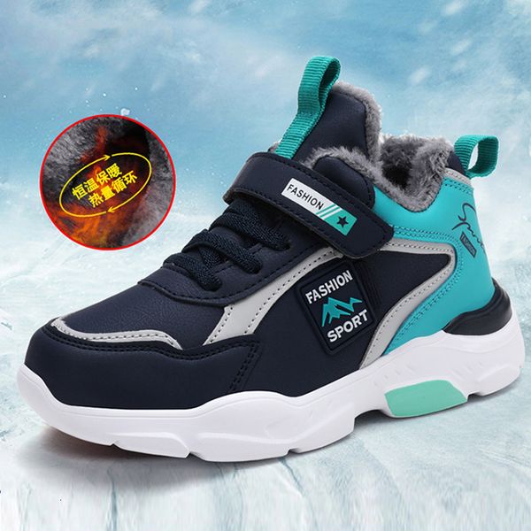 

boots boys children for sneakers winter kids snow sport fashion leather shoes size 28-38 221122, Black;grey