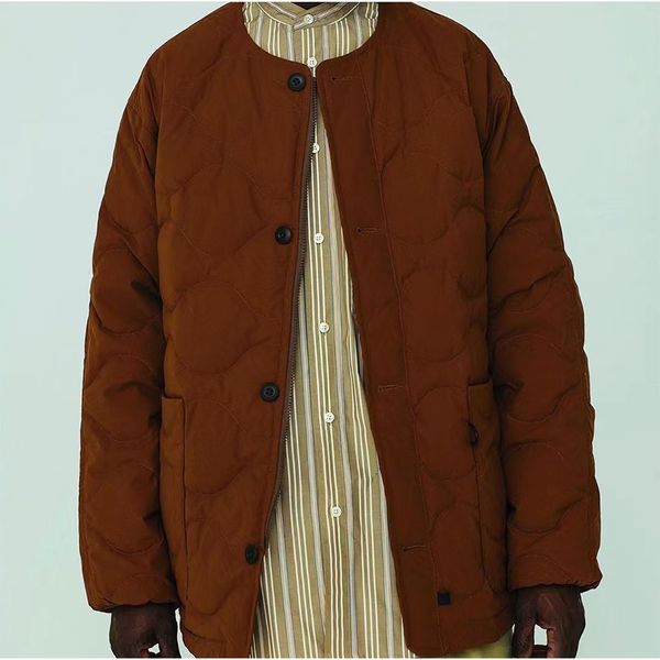 

men's down parkas 22aw nodaiwa japan loose white duck down jacket for men and women light and thin warm inner collarless coat tricolor, Black