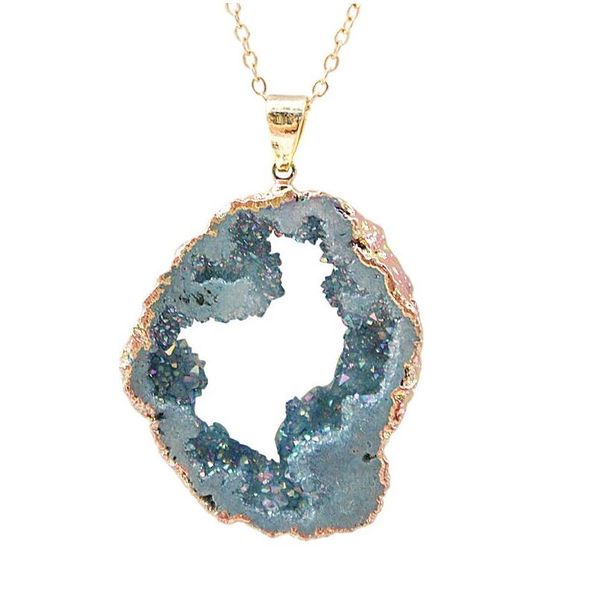 

pendant necklaces irregar natural agate stone necklace quartz pendant necklaces healing crystal jewelry drop delivery pendants dhdb2, Silver