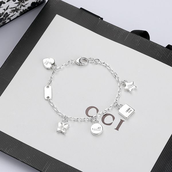 

2023new luxury little bear link chains fashion designer jewelry 18k gold plated - stainless steel couple wedding bracelets gift accessories, Black