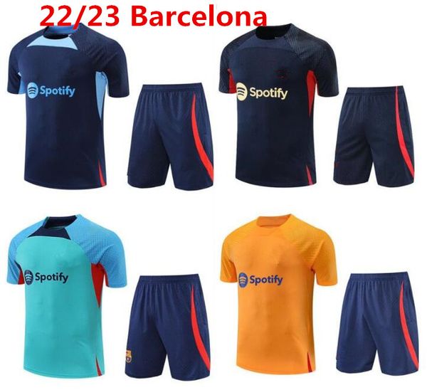 

22/23 men barcelona tracksuit soccer jersey barca training suit 2022 2023 short sleeve suit tracksuits sportswear uniforms survetement, Black