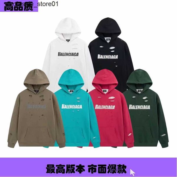 

men's hoodies sweatshirts winter balencaigass cracked fashion loose streetwear hooded, Black