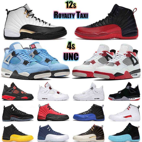 

2021 men women basketball shoes jumpman 4 4s red thunder white oreo black cat metallic purple 12s taxi utility grind reverse flu game indigo