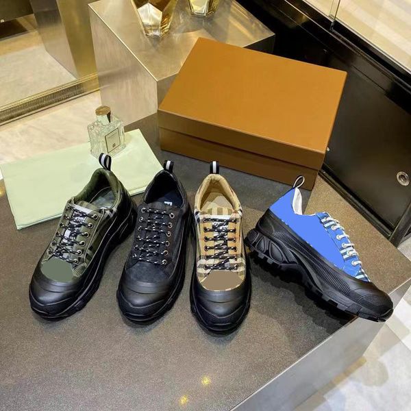 

designer sneakers men shoes print check trainer lace-up platform trainers striped sneaker vintage suede shoe, Black