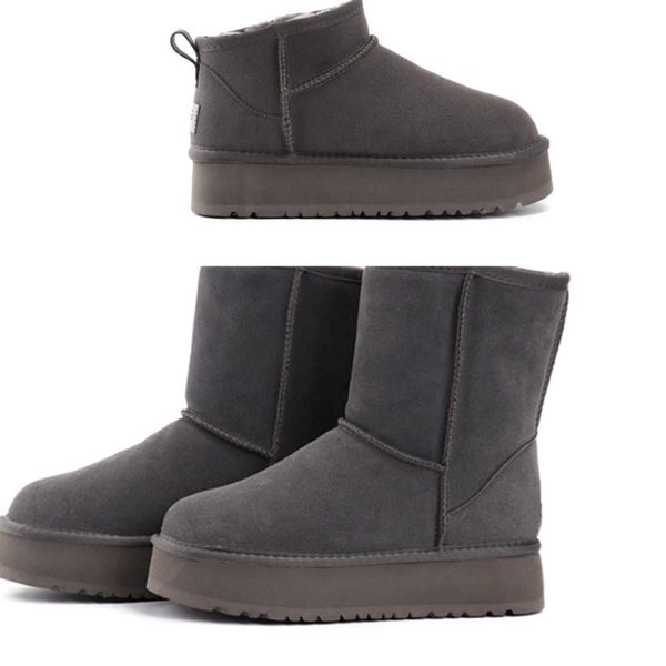 

tazz boots designer snow platform boots winter boots slipper braid comfy australia platform booties women suede sheepskin fur lined slides w, Black