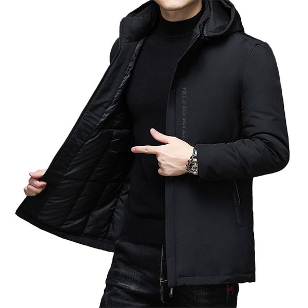 

men's down parkas treesolo mens winter warm thick parkas plus size cotton detachable hat jacket men 5xl outwear pocket men 5xl classic, Black