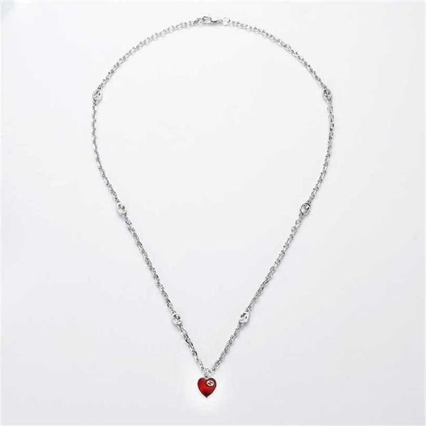 

10% off 2023 jewelry same new interlocking double enamel love necklace straight, Silver
