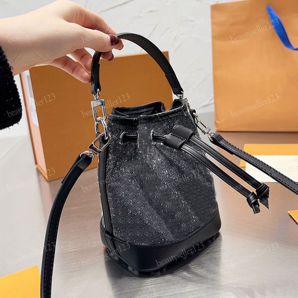 

women shoulder bag mini bucket bags designer crossbody canvas pochette lady handbags fashion cross body coin wallet handbag black drawstring