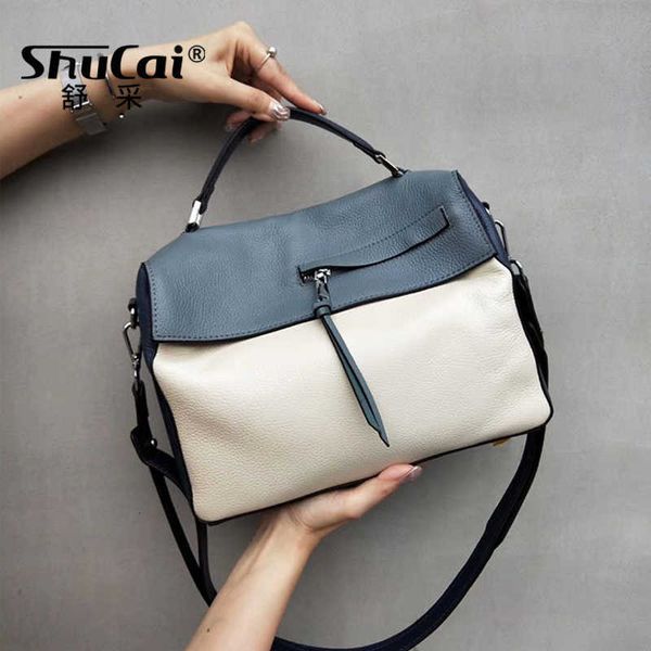 

shucai genuine leather bag shoulder women hand lady stitched messenger luxury designer crossbody bags for totes