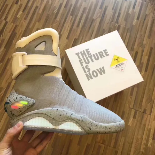

limited sale automatic laces shoes air mag sneakers marty mcfly's air mags led back to the future glow in the dark gray boots mcflys ma, Black
