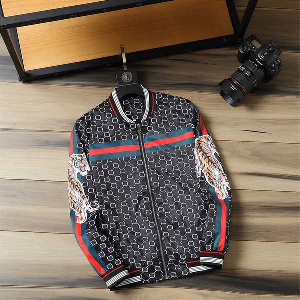 

2021 wholesale embroidery of arm tiger jacket designer autumn men coat casual outdoor sportswear basketball fashion luxurious mens jackets, Black;brown