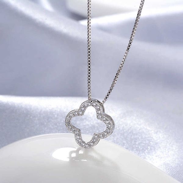 

pendant necklaces strands strings japanese and korean jewelry valentine's day qixi gift for girlfriend fashion hollow out four leaf gra, Silver