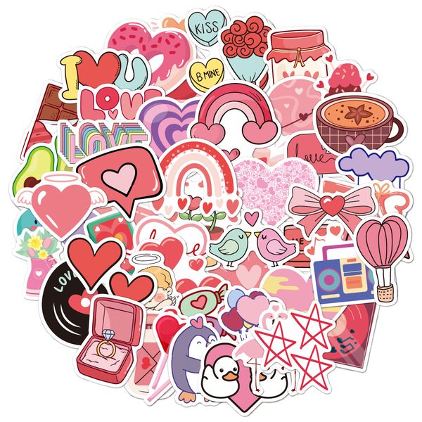 

pack of 50pcs 2023 valentine's day stickers no-duplicate waterproof vinyl sticker for luggage skateboard notebook lapwater bottle phone