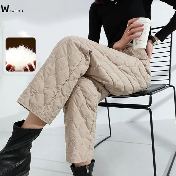 

women's pants capris fashion elastic high waist straight winter pantalones ankle length cotton thick bottoms casual loose khaki warm wo, Black;white
