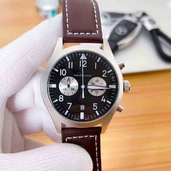 

designer luxury calfskin men's timing pilot strap waterproof movement multifunctional trend watch design fy8r, Slivery;golden