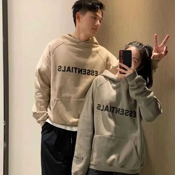 

mens women designers essentials hoodies winter warm long sleeve double fashion three-dimensional high loose plush hoodie men and women, Black