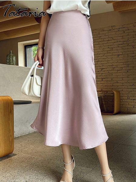 

skirts womens summer leopard print skirt pink aline silk satin beautiful elegant midi highwaisted long for women 221122, Black