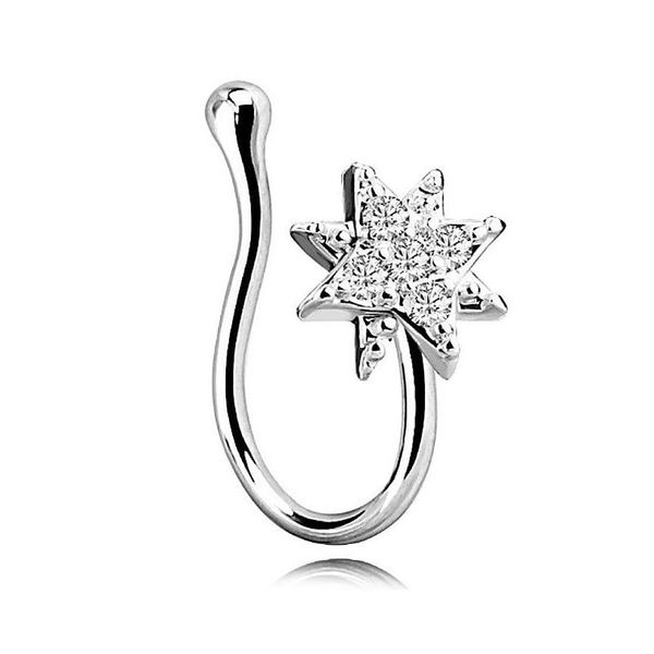 

nose rings studs fake nose rings for women men surgical stainless steel rhinestone nonpierced septum ring hanger clip body jewelry dhpsb, Silver