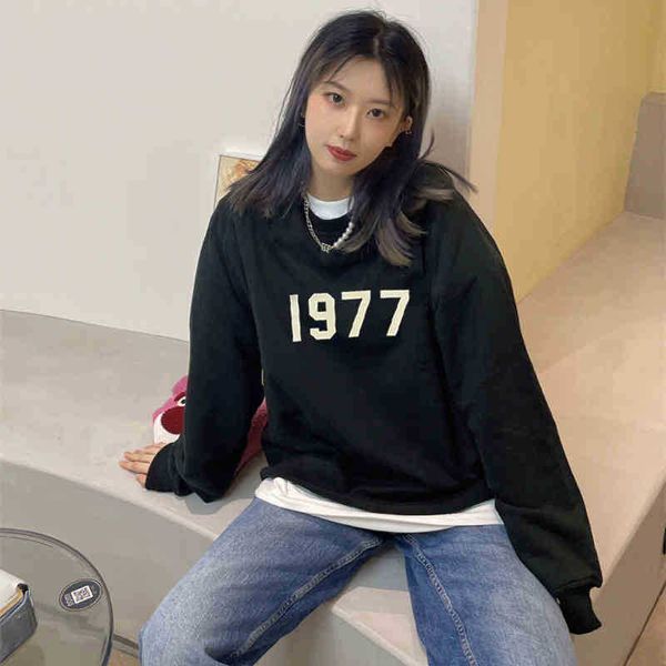 

hoodie 2022 round neck sweatshirt fashion brand essentailss letter loose casual sweater fog men's and women's couple hooded pullov, Black