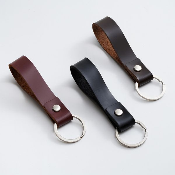 

retro genuine leather keychain handmade cowhide car keychain small gifts wholesale, Silver