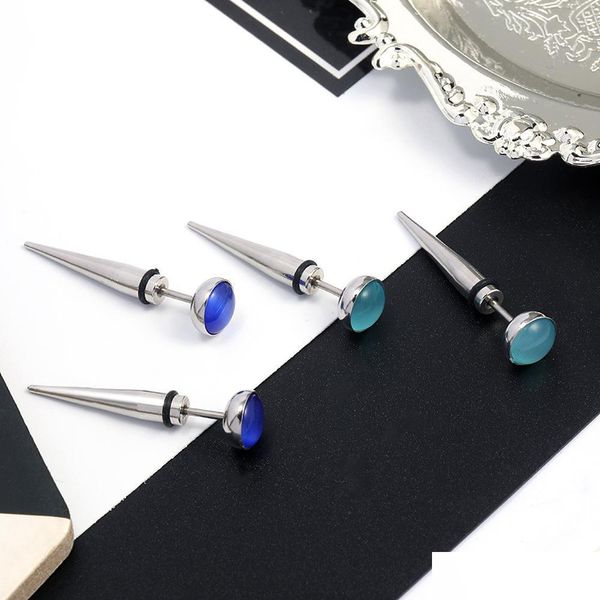 

stud punctured punk stainless steel stud earrings opal studs ear rings women mens fashion jewelry gift drop delivery dh50d, Golden;silver