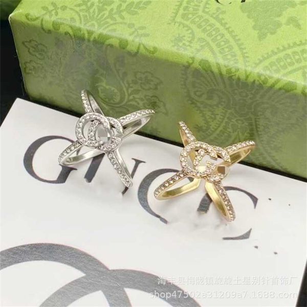 

2023 jewelry new letter cross full home premium fashion versatile ring, Silver