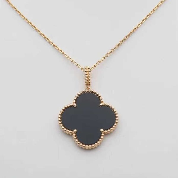 

pendant necklaces fashion dign four leaf grass necklace copper white fritillaria and red chalcedony long necklace women's sweater chain, Silver