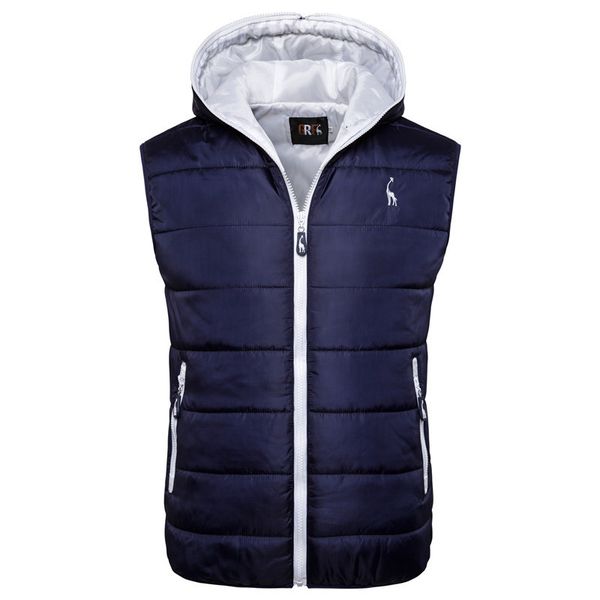 

men's vests giraffe brand winter jacket hoodied vest zipper s sleeveless casual waistcoat 221122, Black;white