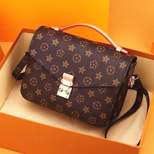 

handle pochette tote bags m44876 womens mens designer embossed handbags clutch classic old flower with shoulder strap luxury genuine leather