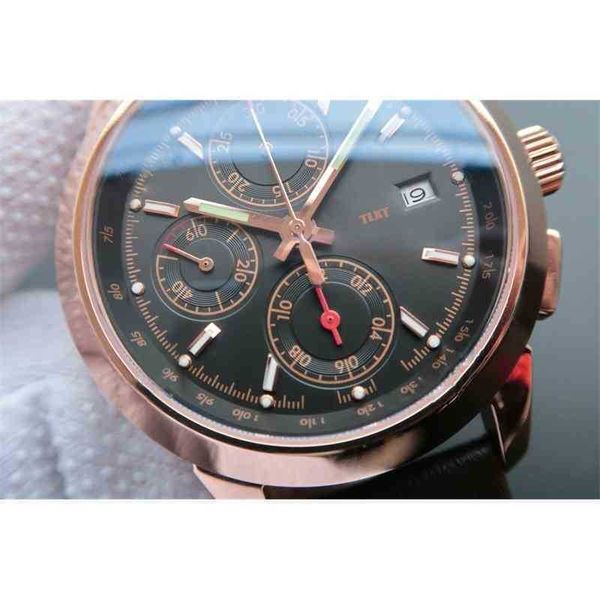 

mens watch automatic mechanical chronograph 42mm 18k rose gold luxury leather strap replica, Slivery;golden