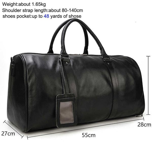 

designer bag big capacity genuine bags men women soft black cowhide casual travel duffel cow leather shoulder bag