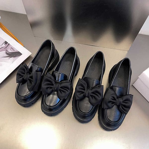 

dress shoes thick soled british style bow knot lefu shoes for women 2023 autumn and winter patent leather single shoes 1122, Black