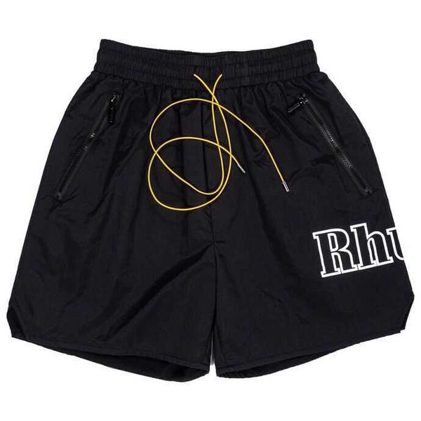 

summer high street alphabet print drawstring hip-hop casual pants beach pants trendy men's shorts k3453, Black;brown