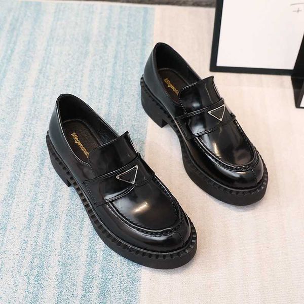 

dress shoes triangle black thick sole leather british style lefu shoes for women in summer new breathable small leather shoes for women 1122