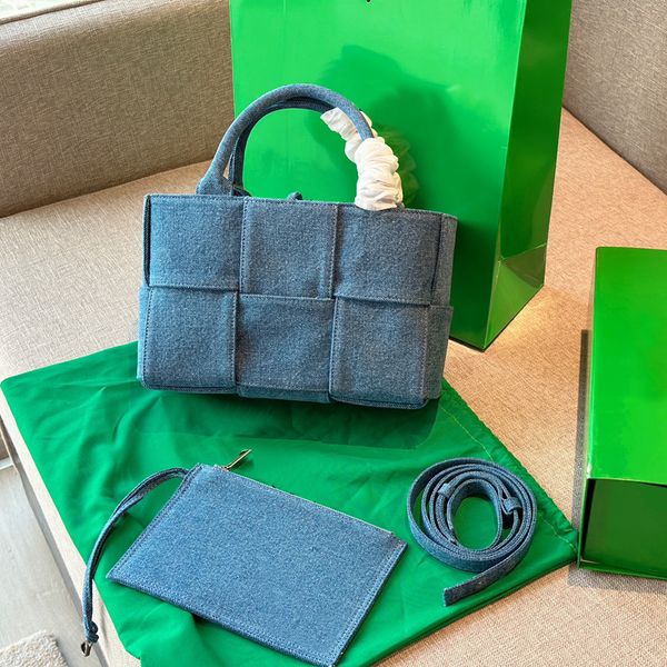 

denim tote bag for women luxury designer clutch girls shoulder bag fashion casual cowboy woven handbags zipper coin purse shopping totes lad