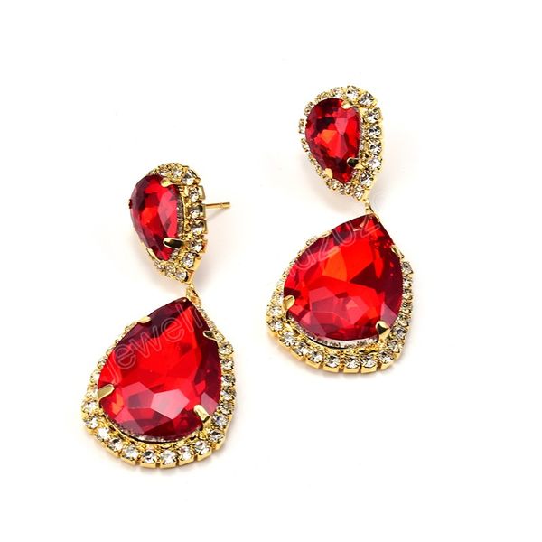 

vintage classical water drop glass dangle earrings for women luxury rhinestone earrings wedding jewelry accessories, Silver