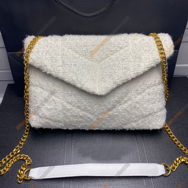 

designer bag tweed fabric handbag chain women shoulder bags lady travel handbags flap gold hardware crossbody trending luxury ladies shoppin