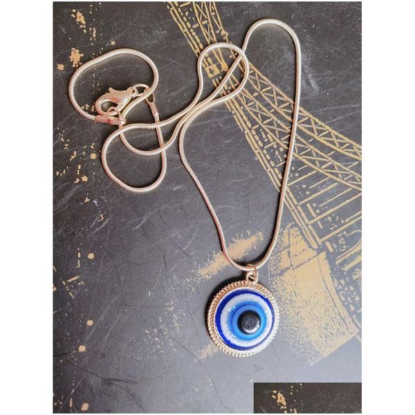 

pendant necklaces evil eye necklace turkish blue glass pendant necklaces lucky protection jewelry drop delivery pendants dhmwj, Silver