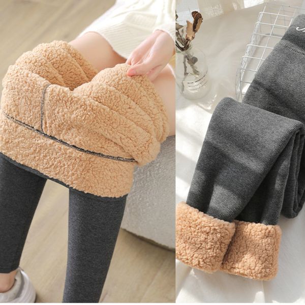 

womens leggings women fleece highwaisted autumn winter velvet cashmere thick warm cotton pants female thermal tights ladies trousers 221122, Black