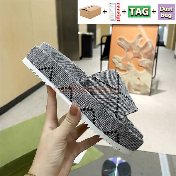 

designer slipper platform slide sandals men sandal beach women shoes fashion summer slides beige grey blue mouse printed canvas wit, Black